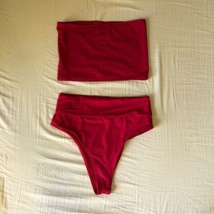 Red Strapless Bikini